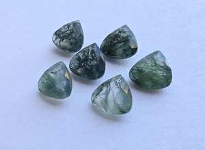 หินมอสอาเกตทรงหัวใจเจียระไน หินอัญมณีปรับขนาดสำหรับทำเครื่องประดับ หินคริสตัลบำบัด - Product Image 3