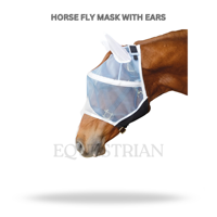 Outils équestres : Masque anti-mouches pour chevaux avec protection des oreilles (matière en maille), durable, léger, couverture intégrale, protection équestre personnalisée pour
