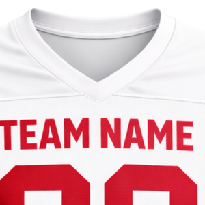 Maillot de football américain personnalisé à sublimation intégrale, col en V, 100 % polyester, anti-humidité, uniforme d'équipe, vente en gros OEM - Product Image 5