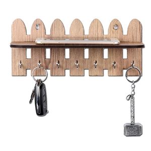 Rustic Wooden Garden Fence Key Holder for Wall Brown Decorative Key Stand for Home Entrance - Product Image 5