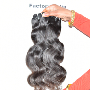 Extensions de cheveux naturels vierges indiens non traités, ondulés, couleur noire, double épaisseur, qualité temple. - Product Image 4