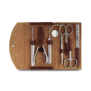 Ensemble professionnel de pédicure et manucure de luxe, 16 pièces, étui en cuir beige, grattoirs pour les pieds en acier inoxydable robuste, soins des pieds - Product Image 3