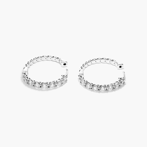 Boucles d'oreilles créoles élégantes en argent 925 avec moissanite, diamants ronds étincelants, bijoux légers et confortables pour femme, cadeau d'anniversaire - Product Image 6