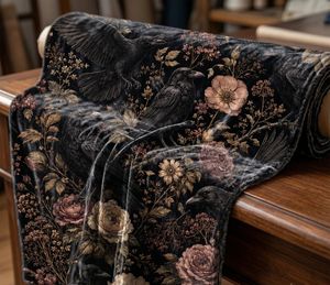 Black Ravens Velvet Or Blackout <b>Curtain</b> Each Panel Art Nouveau <b>Window</b> Drapes Luxury Bird Pattern Thermal Insulated Room - Product Image 5