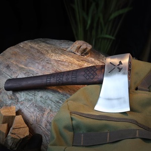 A&M ENTERPRISES Industrial Handmade Camping <b>Axe</b> Crossed <b>Axe</b> Logo High Carbon Steel Head Hand Carved Geometric Wooden <b>Handle</b> - Product Image 5