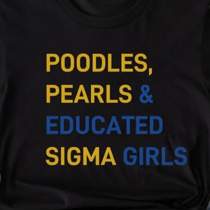 Camiseta Poodles Pearls & Educated Sigma Girls, camiseta informal de verano con gráfico de letras griegas personalizadas, color negro, manga corta, cuello redondo - Product Image 6
