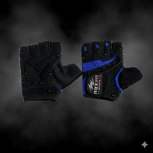 Rexfit Half Finger Gym <b>Gloves</b> Black Blue <b>Silk</b> Non-Slip Adjustable Wrist Strap for Weight Lifting Unisex - Product Image 4