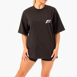 T-shirt en coton pour femme, manches courtes, col rond, décontracté, doux, respirant, uni, personnalisable avec logo, vente en gros, t-shirt pour femme - Product Image 1