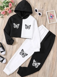 Chándal con capucha estampado ecológico de Invierno para mujer Traje de jogging multicolor con cuello corto con capucha - Product Image 2