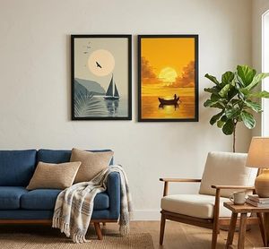 Modern Botanical Bamboo Eco-Friendly Coastal Wall Art Framed <b>Leaf</b> Painting Irregular Shape Anniversary for Living Room Bedroom - Product Image 1