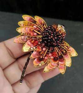 MD HANDICRAFTS Hand Embroidered Designer Brooch with Premium Seed Beads and Pearls for Wedding 16-20y - Product Image 1