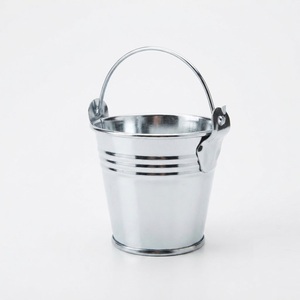 Cubos Metálicos Pequeños al por Mayor, Cubos de Hojalata para Fiestas, Cubos Pequeños de Acero Galvanizado con Asa para Dulces de Boda - Product Image 1