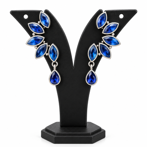 Proveedor Mayorista de Pendientes Clásicos con Circonita Azul en Forma de Campana, con Engaste de Bisel, Plata Oxidada, Regalo de Boda para Mujer - Product Image 4