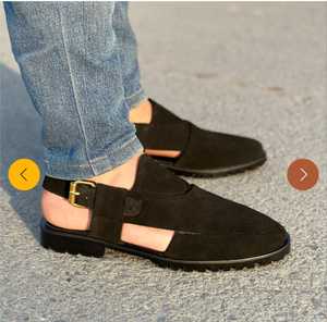 Sandalias Planas de Gamuza Negra con Punta Abierta, Correa con Hebilla, Zapatos Casuales de Verano, Suela de Goma Antideslizante - Product Image 4
