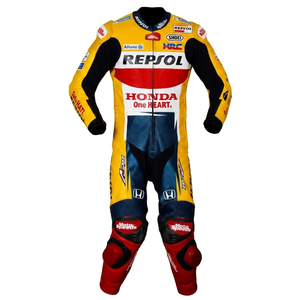 Traje de Carreras MotoCP de Cuero de Canguro/Vaca Personalizado Marc Marquez Zonda, Traje de Una Pieza Profesional con Triple Costura - Product Image 1