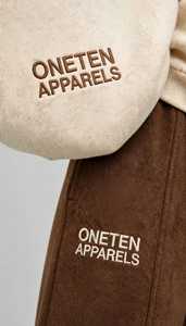 Ensemble de survêtement décontracté pour femme Oneten, sweat-shirt beige à col rond, pantalon large marron, tenue d'automne avec imprimé lettres - Product Image 2