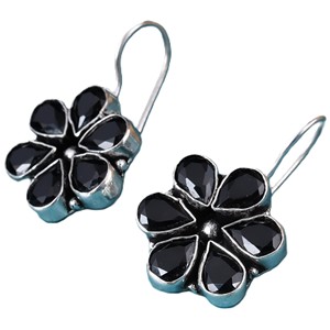 Verified Supplier Floral Gemstone Dangle <b>Earring</b> Bulk | Oxidized Silver <b>Hook</b> <b>Earrings</b> | Fashion Jewelry Manufacturer Ready Stock - Product Image 1