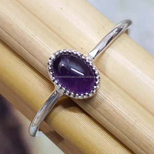 Anillos finos de Plata de Ley 925 al por mayor corte ovalado original moissanita amatista genuina alta calidad minimalista único de moda - Product Image 3