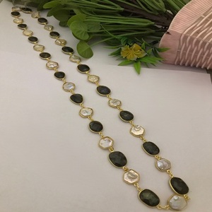 Precioso Conjunto de Joyería de Perlas Reales Chapadas en Oro de Primera Calidad, Estilo Antiguo y Moderno, 24 cm de Largo, para Fiestas y Eventos, para Mujeres y Niñas - Product Image 2