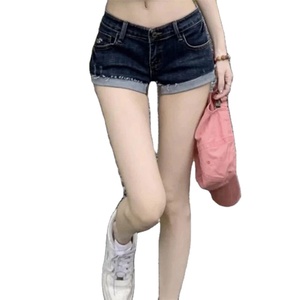 กางเกงขาสั้นผ้ายีนส์เอวต่ำยืดหยุ่นเข้ารูปสำหรับผู้หญิงใหม่ฤดูร้อนเครื่องประดับแฟชั่นสำหรับผู้หญิง - Product Image 1