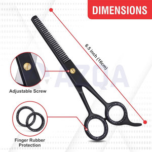 Ciseaux de barbier en acier inoxydable noir à 28 dents pour droitiers, pour la texture et le mélange professionnel des cheveux - Product Image 2