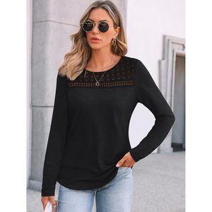 2025 2025 otoño moda mujer Blusa de manga larga moda encaje cuello redondo Top negocios elegante Casual trajes - Product Image 2