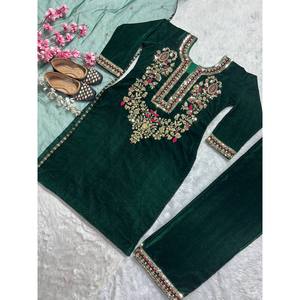 Conjunto de traje de fiesta de trabajo de secuencia de bordado pesado para mujer con trabajo de lentejuelas elegante - Product Image 6