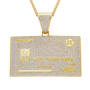Colgante de Plata de Ley 925 Bañado en Oro con Diamantes de Moissanita Personalizados Estilo Rapper Hip Hop, Diseño Tarjeta de Crédito Iced Out - Product Image 1