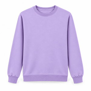 เสื้อสเวตเชิ้ตคอกลมสีลาเวนเดอร์สำหรับผู้ชาย ผ้าฟลีซ ทรงปกติ แขนยาว สีพื้น สวมใส่สบาย - Product Image 1