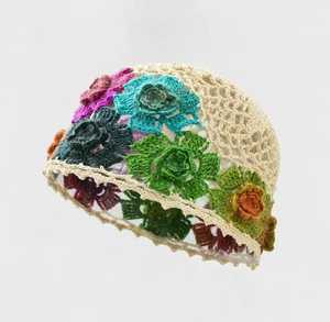Hand Knitted Letter <b>Beanie</b> Hat Breathable & <b>Waterproof</b> 100% Cotton Adjustable Boho Style for Women Adult - Product Image 3