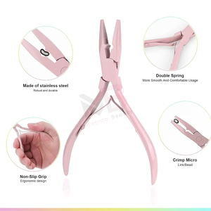 Pince professionnelle réutilisable en acier inoxydable pour extensions capillaires, outil d'ouverture et de fermeture de micro-anneaux et de perles, sans nickel - Product Image 3