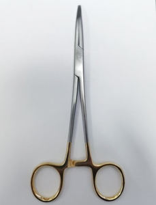 Pince hémostatique à manche doré, longue et courbée, 16 cm, en acier inoxydable, par Dentavex - Product Image 3