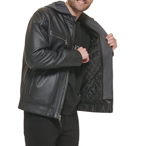 Veste Moto Homme PRIMEFIELD ENTERPRISES en Cuir PU Noir Écologique Coupe Ample Fermeture Éclair Coupe Classique Couleur Unie Décontractée - Product Image 2