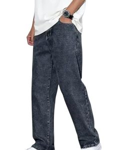 Jean en denim pour homme 100 % coton, coupe ample, jambe large, taille mi-haute, décontracté, écologique, vintage, en tissu de coton délavé - Product Image 1