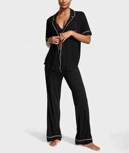 Custom Cotton Long Pajama Set Lounge Wear Home Wear Female Modal Women's Sleepwear Modal Bamboo <b>Pyjamas</b> - Product Image 3