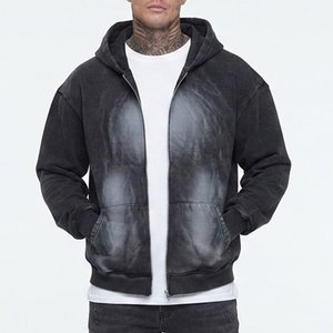 Sweat-shirt zippé à capuche oversize pour homme, en coton French Terry, dégradé de couleurs, avec poches, style décontracté pour l'automne – Vente en gros - Product Image 1