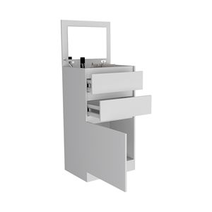 Mobiletto bianco a una porta con 2 cassetti, specchio e cassettiera per gioielli da 43 pollici - Product Image 6