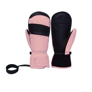 Guantes de Esquí Unisex de Cuero Gris y Negro, Guantes Térmicos de Invierno con Correa para la Muñeca y Cierre de Velcro - Product Image 2
