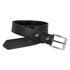 Ceinture pour homme en cuir de vachette véritable, noire, perforée, style gothique, décontractée, avec boucle à ardillon métallique, logo personnalisé, OEM, ODM, vente en gros - Product Image 2
