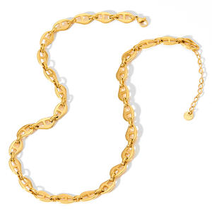 BJ0214, chapado en oro Real de alta calidad, Hip Hops, nariz de cerdo, collar de cadena de 7mm, cadena de eslabones de café de acero inoxidable - Product Image 6