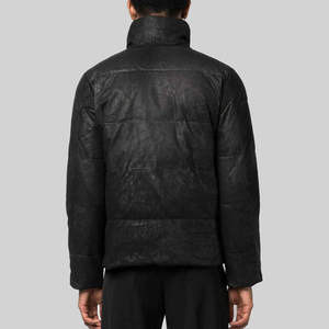 2026 Custom Winter Unisex High Street Clothing Top Stand Collar <b>Long</b> Sleeve Original <b>Leather</b> Zip Regular Size Puffer <b>Jackets</b> - Product Image 2