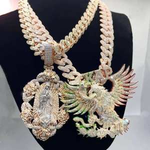 Pendentif Jésus en argent 925 certifié IGI, plaqué or rose, diamant taille baguette, bijoux hip-hop, style classique, bijoux fins pour hommes, nouveauté - Product Image 3