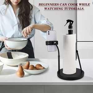 Supporto da Cucina 3-in-1 in Acciaio Inox, Porta Fazzoletti, Supporto Pieghevole per Telefono, Braccio Regolabile a 360 Gradi per Flacone Spray - Product Image 5