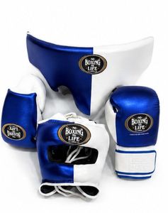 No Boxing No Life - Juego de Guantes de Boxeo para Entrenamiento y Sparring, 100% Cuero Vacuno Genuino, Azul y Blanco, Equipo de Protección, Hecho en México - Product Image 3