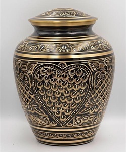 Belle urne funéraire en laiton gris entièrement gravée, style américain/européen, pour adultes, pour le stockage des cendres après crémation - Product Image 5