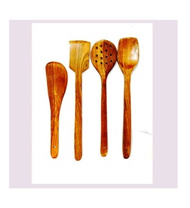 Ensemble de serveurs à salade en bois fabriqué en Inde, écologique, lavable au lave-vaisselle, outils à salade pour la maison et la cuisine, fabriqué en Inde - Product Image 1