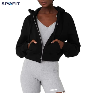 Nouveauté 2026 : Sweat à capuche court décontracté pour femme, respirant, avec logo frontal, en Spandex/Coton Canvas – Meilleure vente en ligne pour l'hiver - Product Image 1