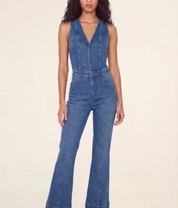 Combinaison en jean brodée pour femme – Tenue décontractée élégante – Fournisseur en gros de combinaisons et salopettes - Product Image 1