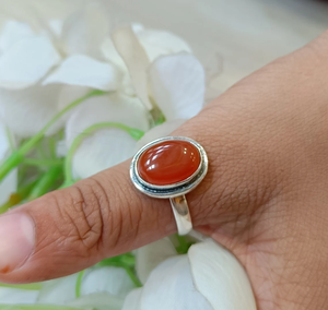 Anillo de Cornalina, Plata de Ley 925, Anillo con Piedra Preciosa Naranja, Joyería Hecha a Mano, Regalo para Mujer - Product Image 5