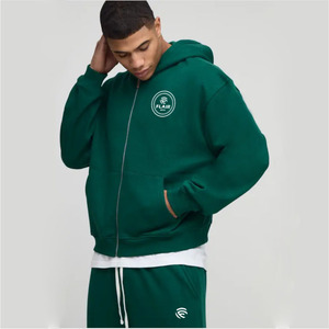 Sudadera con capucha extragrande y cierre de cremallera con apliques estilo universitario - Product Image 5